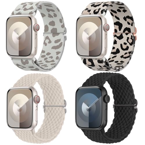 Image of Delidigi Stretchy Bands Compatible for Apple Watch Band Women 40mm 38mm 41mm 42mm 44mm 45mm 46mm 49mm, Nylon Braided Straps for iWatch Series 11 10 9 8 7 6 SE 5 4 3 Ultra 3 2 1