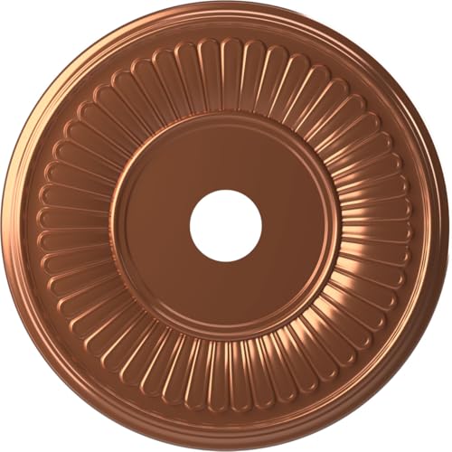 Image of Ekena Millwork CMP22BEBCO Berkshire Thermoformed PVC Ceiling Medallion (Fits Canopies up to 10 1 /8 inch), 22 inchOD x 3 1 /2 inchID x 1 inchP, Bright Coat Copper