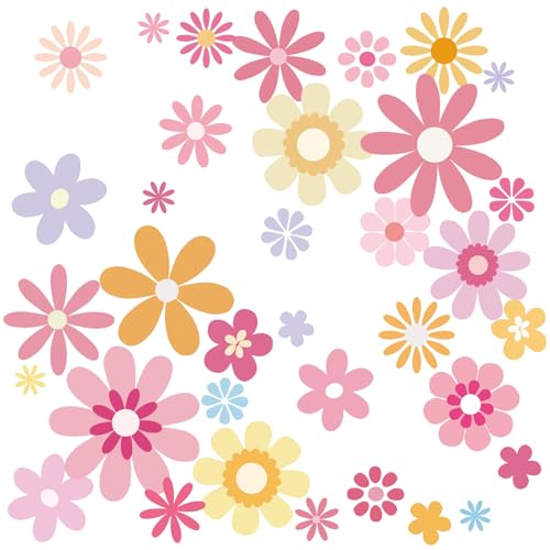 38 piezas adhesivos de flores coloridas para pared miniatura 4