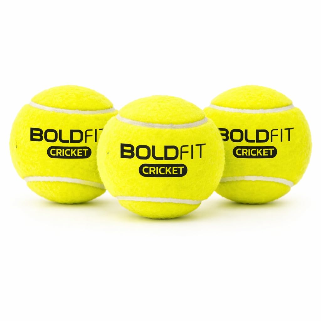 Boldfit Lightweight Rubber Tennis Balls for Court and Turf - Tournament and Cricket Ball Pack of 3