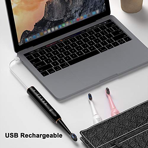 Leeofty Escovas de dentes elétricas 2 em 1 e escova de limpeza facial para adultos com 4 cabeças de