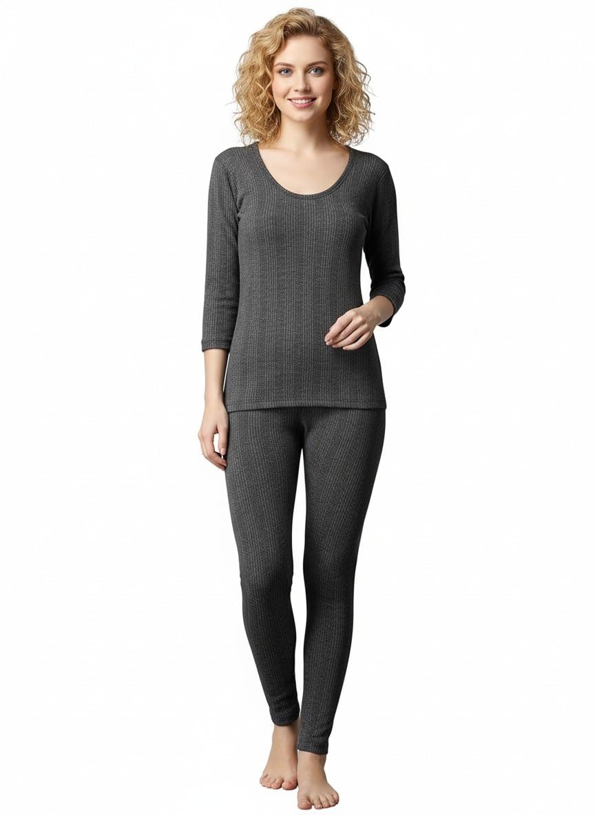 underloop Functional Thermal Underwear Set, Women's Base Layer with 4-Way Stretch, Moisture Wicking, Tight Fit Ankles, Durable Design, Gray-picture-17