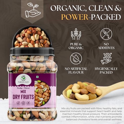 Image of Earthy Eats Premium Dry Fruits Trail Mix 400GM Pack Of 2 | Wholesome Crunch Nut & Fruit Blend | Healthy Snack Mix for Daily Use, Gifting & Travel | Reusable Jar Pack - Total 800g