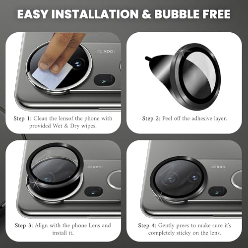 Image of ArmourPro Camera Lens Protector for Vivo T4 Ultra (6.77 Inches) Tough HD Individual Aluminum Alloy Rings 9H Camera Cover, Scratch-Resistant,Camera Lens Protection| Black, 1 Pack