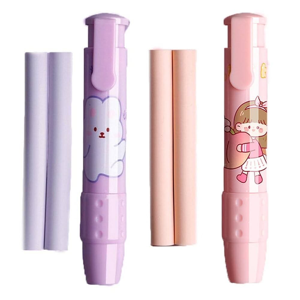 Amazon.co.jp: ペン型消しゴム 2本セット 引き込み式クリック