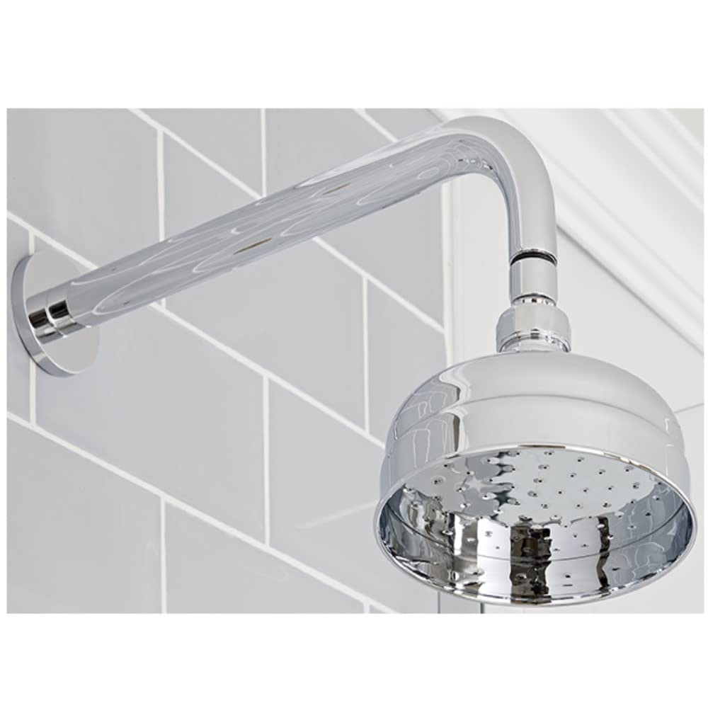Milano Chrome Elizabeth 155Mm Round Rainfall Shower Head Wall Mounted Arm