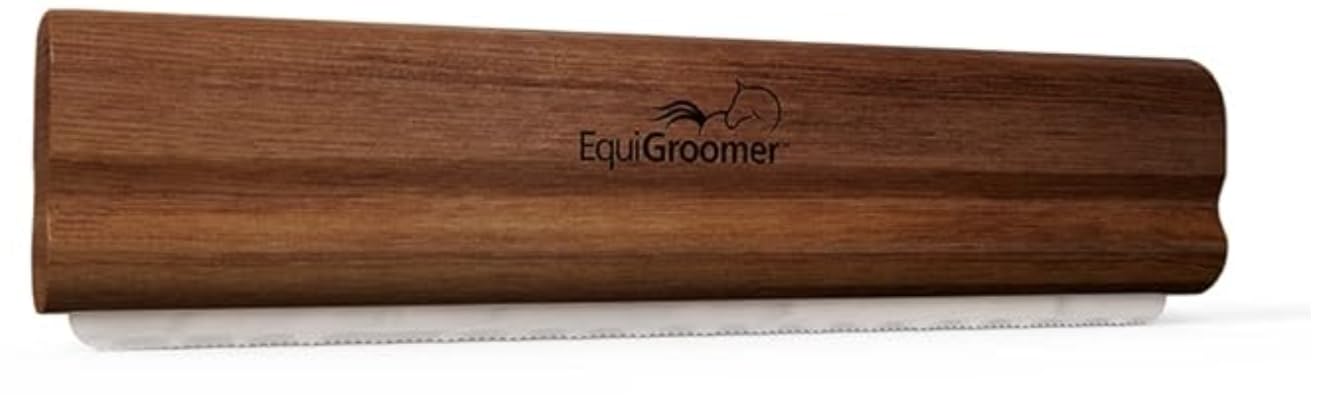 EquiGroomer Deshedding Brush, 8-Inch for Horses and Large Pets, Removes Loose Dirt, Hair, and Fur, Professional Undercoat Grooming Tool, Natural Mahogany
