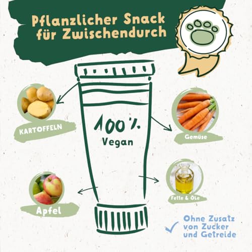 Knuffelwuff Tuben Snack Veggiecreme 3er Pack - 100% Vegan - ohne Konservierungsmittel, ohne Zusatz von Zucker und Getreide - Ideal auch für Welpen - Made in Germany