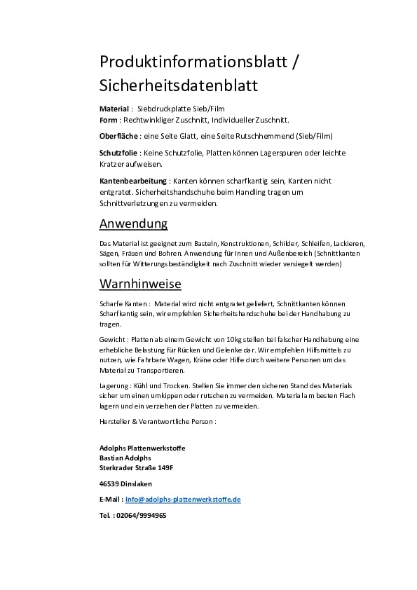 18mm Siebdruckplatte Zuschnitt - Wasserfest & vielseitig einsetzbar für Möbel, Anhänger und mehr! (500x500mm)