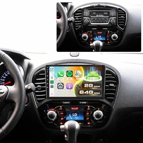 VECHTEL 2G+64G Autoradio Android 15 pour Nissan Juke 2010-2016, 9 Pouces IPS HD 1280 * 720P Écran Tactile avec Carplay Android Auto sans Fil GPS Wi-FI USB...