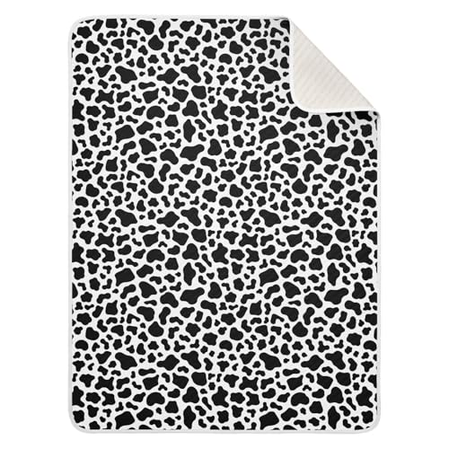 Image of Baby Swaddle Blanket for Baby Girls and Boys Soft Warm Security Bed and Play Blanket for Infant Toddler Kid Crib Bedding 30X40in Simple Cow Print Pattern