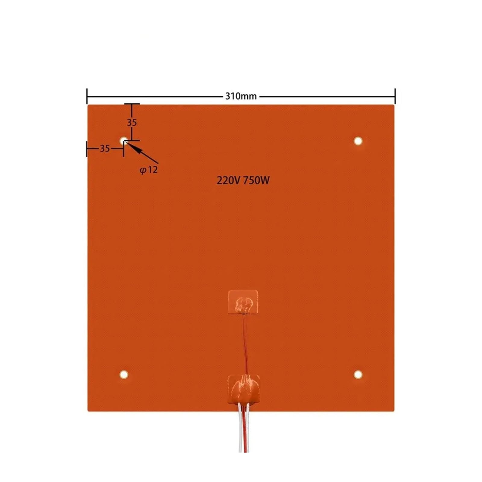 Impresora 3D con termistor adhesivo de cama caliente de silicona 220V 500/750W 220-310mm(310mm 220V 750W)