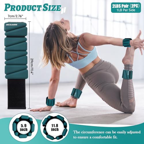 Image of BECOJADDE Ankle Weights Set of 2 (1 lb /2 lb /3 lb Each) Adjustable Wrist Weights for Women Men Wearable Arm Leg Weight for Pilates, Running, Walking, Workout, Yoga
