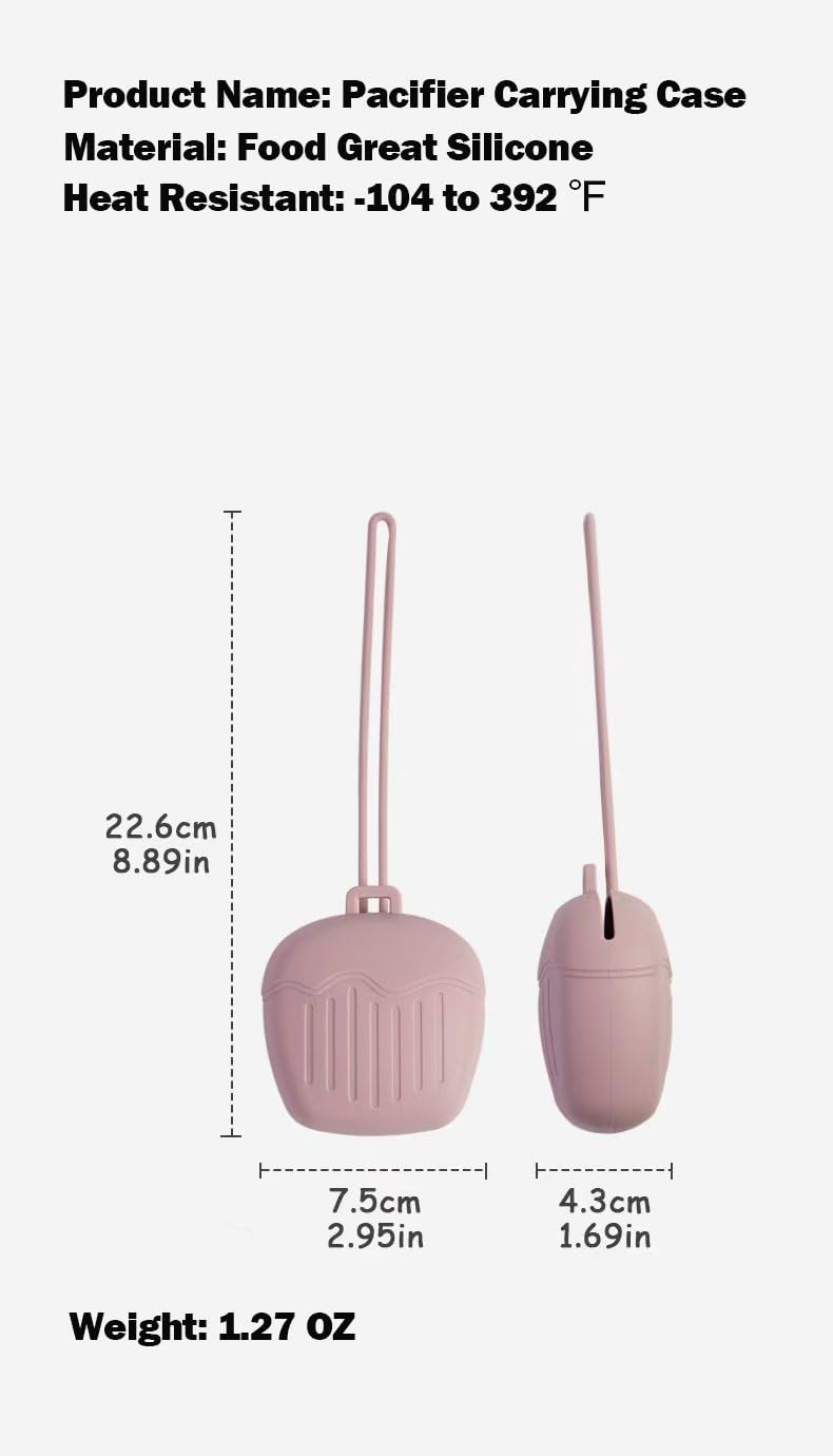 Lot de 2 étuis en silicone pour tétine - Anti-fuite et portable - Avec laisse, sans BPA, pour garçons et filles - En forme de pomme - Bleu/gris bleu