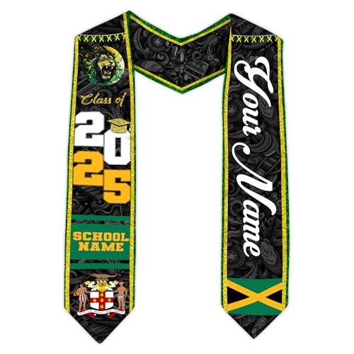 MonkeyVan Personalized Jamaican Graduation Sash 2025, Jamaica Flag Graduation Stole Sash Class Of 2025, Jamaican Stole Jmc 8