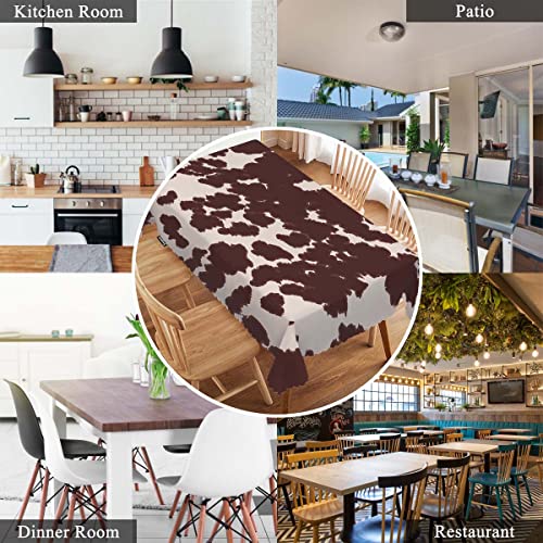 Swono Cow Or Horse Table Covers 52X70 Inch Animal Skin Cow Horse Print Pattern Wipeable Tablecloth Kitchen Dinning Tabletop Decoration, Brown Spots Cow Table Cloth For Outdoor And Indoor Use #TOP6