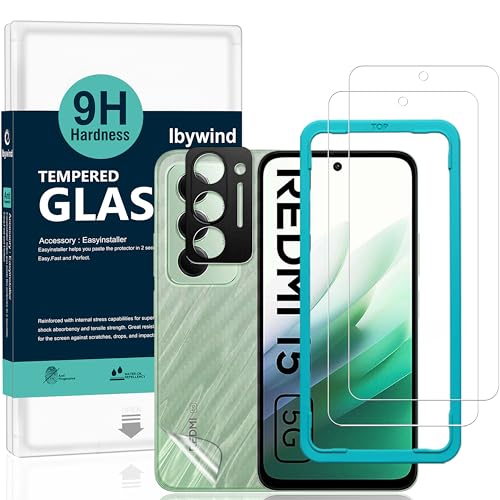 Image of Ibywind for Xiaomi Redmi 15 5G Screen Protector,2 Pack,9H Hardness Tempered Glass and Camera Lens Protector,with Alignment Frame,Full Coverage,Bubble Free,Fingerprint Unlock,Scratch Resistant