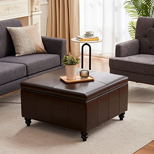 Huimo Square Storage Ottoman,Ottoman Coffee Table With Storage,Oversized Ottoman ,Tufted Storage Ottoman For Living Room (Brown) #TOP2