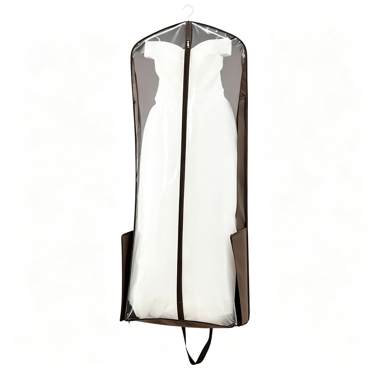 Funda Vestido Novia con Asa Cremallera Metálica | Confeccionada en Tejido no Tejido Transpirable, DiseñAda para Vestidos Largos de Gala, para Guardar(63in/160cm)