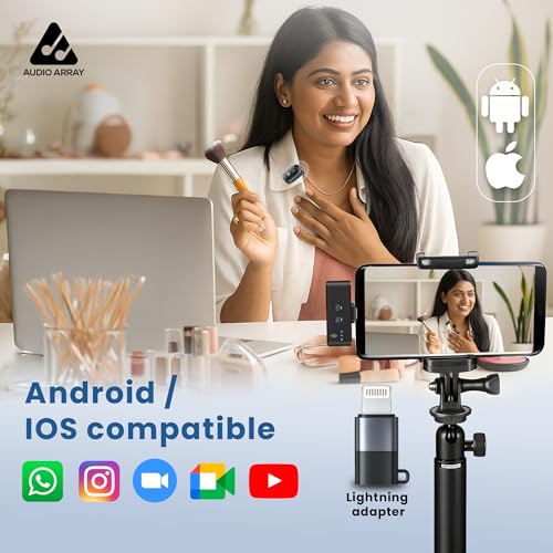 Image of Audio Array AM-W19 Wireless Lavalier Microphone|192kHz /24bit |AI Noise Cancellation for iPhone /Android, 32h Charging Case, Plug & Play for Vlogging, Streaming, Meetings, Video Recording