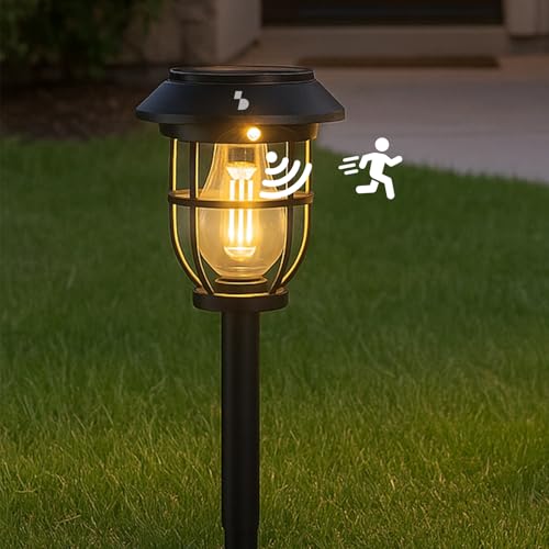 BEPER P207ILO106 Lampe solaire de jardin avec détecteur de mouvement - Éclairage solaire extérieur avec piquet et poignée, 3 modes d'éclairage, allumage...