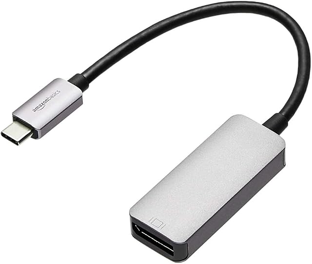 Amazon Basics Aluminium USB-C to DisplayPort Adapter (Without Redriver)
