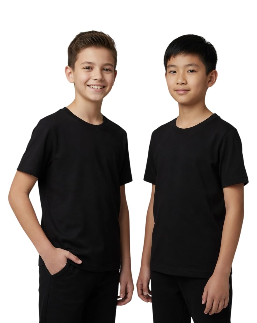Cloth Theory Boys Solid T-Shirt | 100% Cotton Round Neck Half Sleeve Tee | Soft & Comfortable Regular Fit Casual Wear | Everyday T-Shirt for Kids | 2-3 to 15-16 Years
