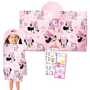 Disney Minnie Mouse Kids Blanket with Hood – Wearable Plush Blanket for Travel Sleepover Airplane Car Road Trip 50×30 Inch | Minnie Hooded Blanket