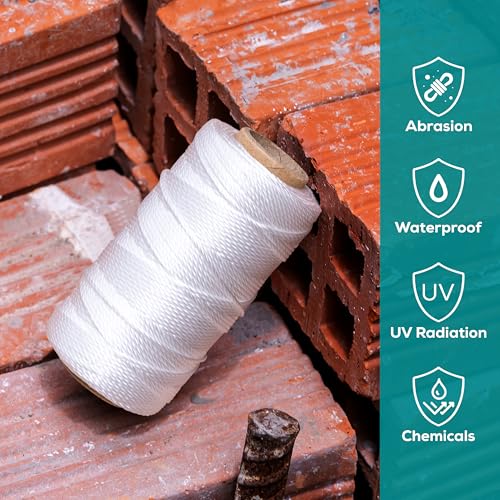Image of Mason Line String 260FT, 780FT, 390FT, 1500FT, 2300FT, Durable Construction Twine for Laying Bricks, Blocks, Fences in Gardening, DIY & Landscaping Projects (White, 393 Ft x 6 Pcs)
