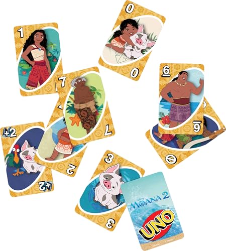 Mattel Games UNO Disney Moana 2 Kartenspiel für Kinder, Erwachsene & Familie mit Deck & Sonderregel, inspiriert vom Film – Bild 4