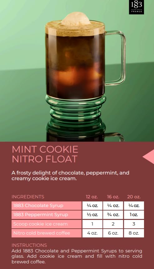 Image of 1883 Coffee Syrup, Peppermint Syrup for Drinks, Made in France, 1 Liter Plastic Bottle (Pack of 2)