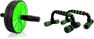 Kit Ginastica Rolinho De Abdominal + Suporte Pra Flexão MBFit, Treino Abdomen Lombar Peito Braço