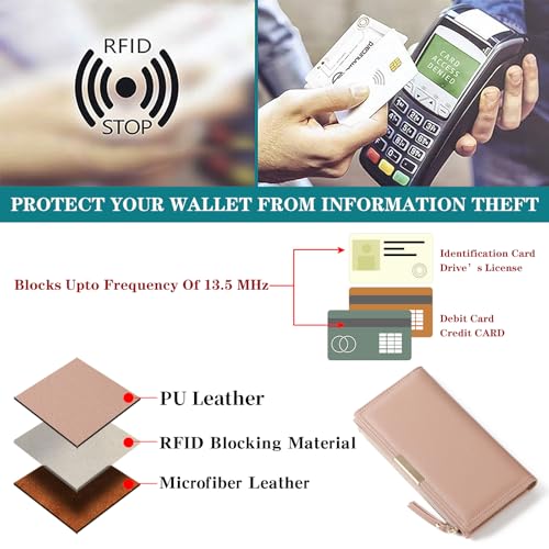 Slim Women Wallet Bifold Ladies Long Purse Travel Credit Card Holder with Coin Zipper Pocket3