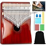 Kalimba Thumb Piano,YUNDIE Portable 21 Keys Mbira Finger Piano with Tune Hammer and Instruction, Musical Instruments Gift for Adult Beginners Professional(Brownish Red) (21 Keys)