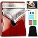 Kalimba Thumb Piano,YUNDIE Portable 21 Keys Mbira Finger Piano with Tune Hammer and Instruction, Musical Instruments Gift for Adult Beginners Professional(Brownish Red) (21 Keys)