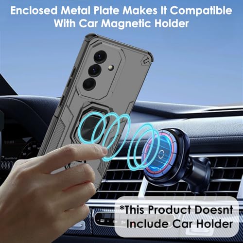 Image of TheGiftKart Back Cover for Samsung Galaxy A57 5G Case | Armor Case with Ring Holder & Kickstand in-Built | Shockproof Design | 360 Degree Protection Galaxy A57 Back Cover (PC & TPU, Black)