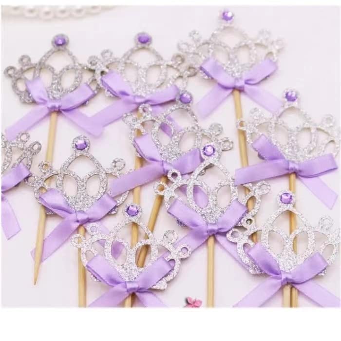 48x Cupcake-Topper Mit Krone – Silber Glitzernd, Für Prinzessinnen-Party, Geburtstag Oder Babyshower