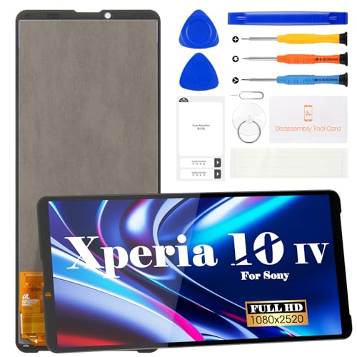 SRJTEK Écran LCD de rechange pour Sony Xperia 10 IV XQ-CC54 XQ-CC72 Écran LCD SOG07 tactile Digitizer Assemblée Kits de réparation (noir, sans cadre)