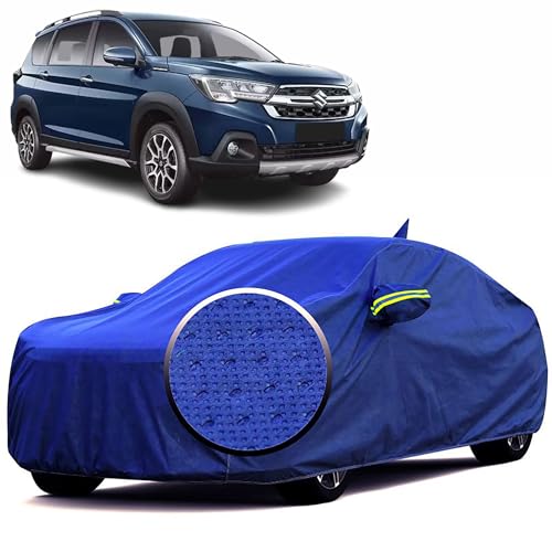 Image of 100% Waterproof 'BlueMax' Car Body Cover for Maruti Suzuki XL6 with Mirror Pocket, Heat & UV Protection, Triple Stitched, Soft Lining, Full Bottom Elastic & Reflective Radium (Blue)