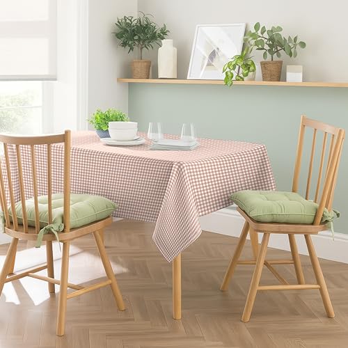 Image of Casableu Gingham Checks Clay Table Cloth for 6 Seater Dining Table | 52x72 Inch Rectangular Table Cover | Dust-Proof, Washable Fabric | Decorative Checkered Dining Table Cover for Home