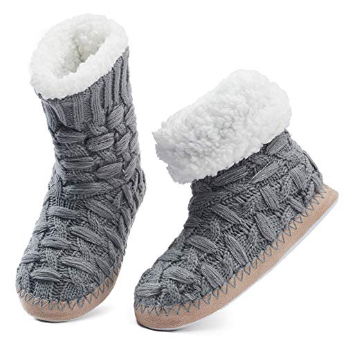 MaaMgic Womens Fuzzy Slipper Bootie Cozy Slipper Socks with Grippers for Home Bedroom