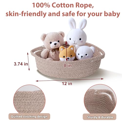 Image of Basket for Gifts Empty, Small Woven Basket with Bags and Ribbons, Baby Toy Baskets with Handles, Wicker Storage Bin for Baby Showers or Pet Toy (Brown, 1 Pack (12 inchx 8 inchx 3.74 inch))