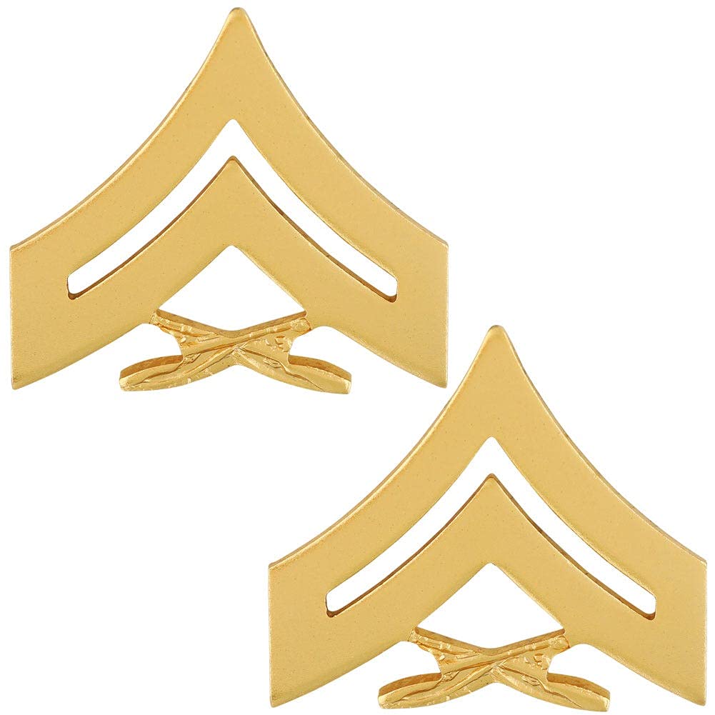 Marine Corps (USMC) Chevron Satin Gold CPL Corporal E4