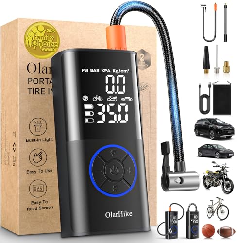 OlarHike Tire Inflator Portable Air Compressor, Smart Dual Hose System,