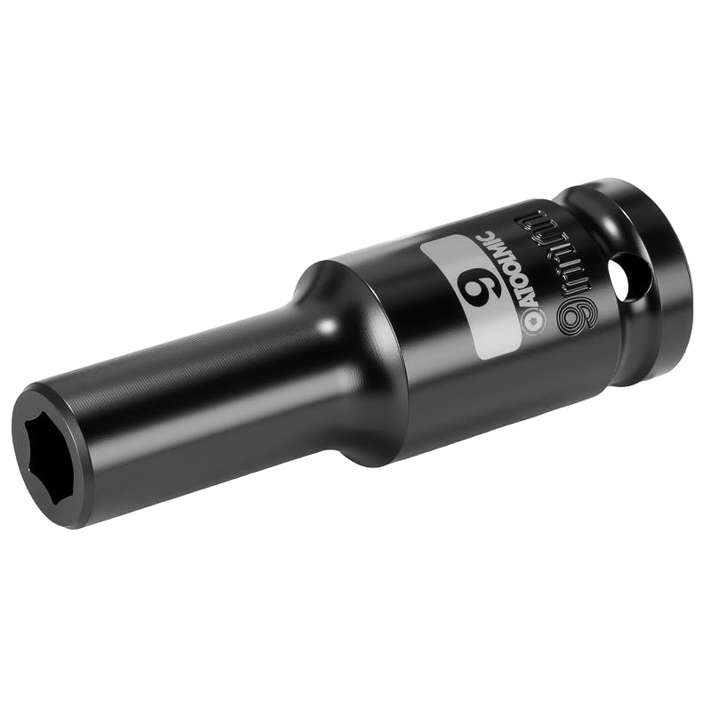 Soquete de Impacto Profundo 9 mm, Encaixe Quadrado de 12,7 mm (1/2 pol.), 6 Pontos, CR-MO ATOOLMIC