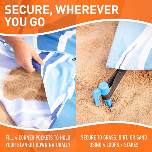 Everlasting Comfort Large Beach Blanket Waterproof & Sandproof - 80" x 80"/ 6.7ft x 6.7ft - Lightweight Picnic Mat, Camping Necessities for 4 People - Accessories for Outdoor Festivals - Blue - Image 6