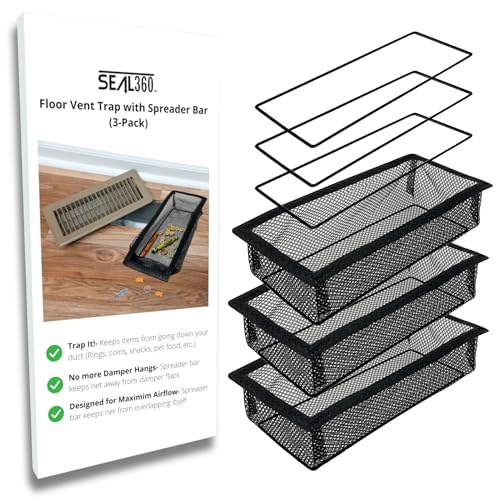 Image of SEAL360 Floor Vent Screen Net, Perfect Home, Mobile Home and RV Accessory, Vent Mesh Catches Items at Home and On The Road, Keeps Bugs Out, Patented, 4”x8” (3-Pack)