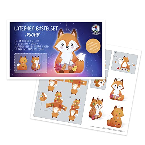 Ursus 18740001F - Laternen-Bastelset Fuchs, Komplett-Set zum Selber-Basteln einer Laterne, inkl. Anleitung, ideal für Festumzüge oder als herbstliche Dekoration, Mittel