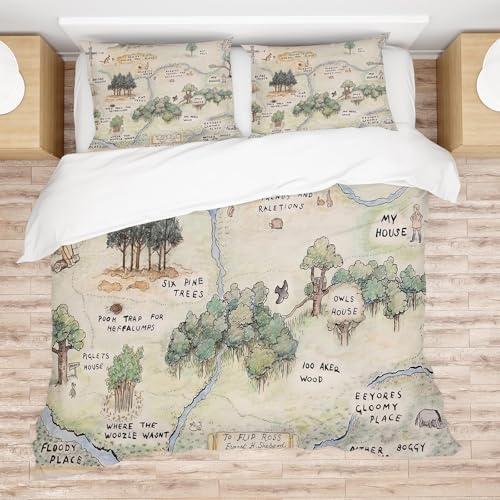 Allenjoy Twin Size Honey-Loving Bear Comforter Set Childrens Literature Bed Bedding Sets Bedroom Decor with 1 Pillowcase SC00076-005