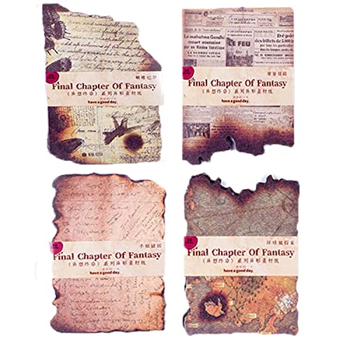 Ahuowom Scrapbook Paper Old Looking Paper Designs,120 Sheets Vintage Old Burned Paper for Bullet Journals,Junk Journal Planners,Retro Crafts(4 Styles)